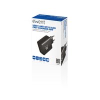 Miniatura 5 de CARGADOR DE PARED RAPIDO EWENT USB-A USB-C GANFAST 65W NEGRO