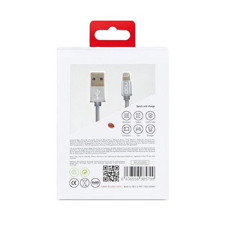 CABLE DCU USB LIGHTING SILVER ALUMINIO (34101205) - Imagen 4 de 5 CABLE DCU USB LIGHTING SILVER ALUMINIO (34101205) - Imagen 4 de 5