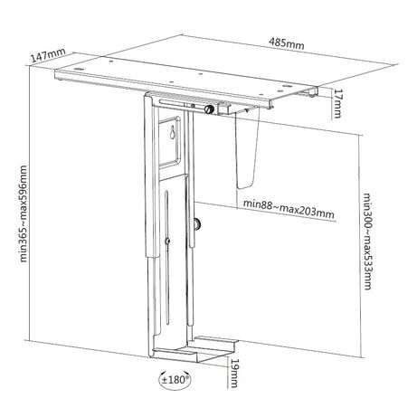 SOPORTE CPU EQUIP 650892 PARA INSTALACION BAJO MESA GIRATORIO 360§ ACERO COLOR NEGRO MAX. 10KGS - Imagen 8 de 9 SOPORTE CPU EQUIP 650892 PARA INSTALACION BAJO MESA GIRATORIO 360§ ACERO COLOR NEGRO MAX. 10KGS - Imagen 8 de 9