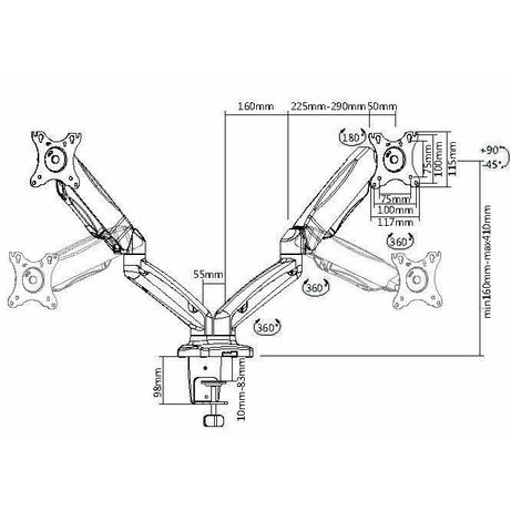 SOPORTE PANTALLA PARA MESA 13"-27" 2 BRAZO INCLINABLES PARA 2 MONITOR VESA HASTA 6.5KG - Imagen 4 de 10 SOPORTE PANTALLA PARA MESA 13"-27" 2 BRAZO INCLINABLES PARA 2 MONITOR VESA HASTA 6.5KG - Imagen 4 de 10