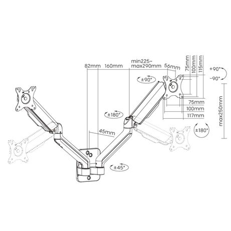 SOPORTE DE PARED ORIENTABLE EQUIP PARA 2 PANTALLAS DE 17"-32" BRAZO 564MM MUELLE DE GAS HASTA 9KG - Imagen 10 de 10 SOPORTE DE PARED ORIENTABLE EQUIP PARA 2 PANTALLAS DE 17"-32" BRAZO 564MM MUELLE DE GAS HASTA 9KG - Imagen 10 de 10