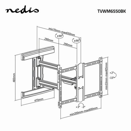 SOPORTE PARA TV NEDIS TVWM6550BK 37-80" PARED FULL MOTION - Imagen 9 de 9 SOPORTE PARA TV NEDIS TVWM6550BK 37-80" PARED FULL MOTION - Imagen 9 de 9