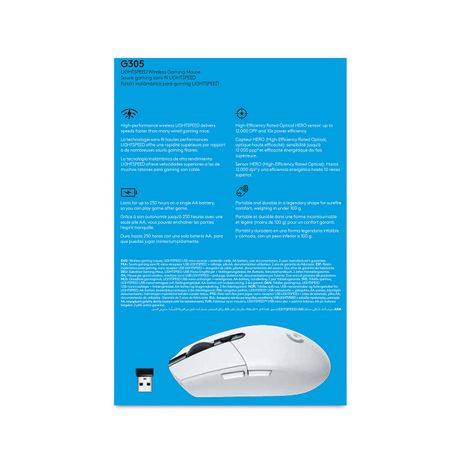 RATON GAMING INALAMBRICO LOGITECH G305 LIGHTSPEED | 12000DPI | BLANCO - Imagen 11 de 11 RATON GAMING INALAMBRICO LOGITECH G305 LIGHTSPEED | 12000DPI | BLANCO - Imagen 11 de 11