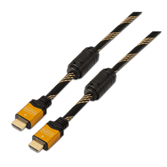 CABLE AISENS HDMI MACHO A HDMI MACHO ALTA VELOCIDAD CON ETHERNET V1 4 MULTIPLE APANTALLAMIENTO CONECTORES BLINDADOS ORO 1M NEGRO A119 0110