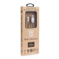 Miniatura 3 de CABLE MAILLON PREMIUM MICRO USB 2,4 METAL PLATEADO 1M