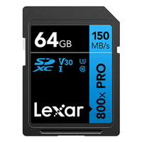 Miniatura 1 de LEXAR 64GB PROFESSIONAL 800X PRO SDXC UHS-I CARDS,  UP TO 150MB/S READ, C10 V30 U3