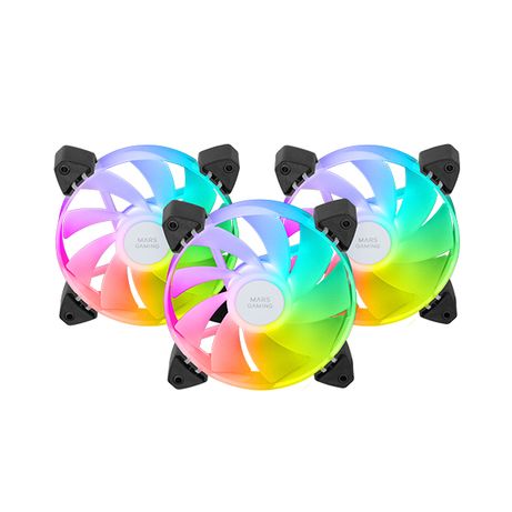 KIT 3xVENTILADOR INTERNO ARGB MARS GAMING MF-3AR KIT NEGRO 12x12cm ARGB RAINBOW ASPAS INVERTIDAS - Imagen 3 de 3 KIT 3xVENTILADOR INTERNO ARGB MARS GAMING MF-3AR KIT NEGRO 12x12cm ARGB RAINBOW ASPAS INVERTIDAS - Imagen 3 de 3