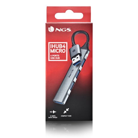 HUB USB NGS IHUB4MICRO UN USB 3,2 GEN1 Y 3 USB3,2 CABLE 100MM - Imagen 4 de 5 HUB USB NGS IHUB4MICRO UN USB 3,2 GEN1 Y 3 USB3,2 CABLE 100MM - Imagen 4 de 5