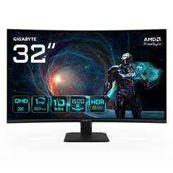 MONITOR GIGABYTE 32" GS32QCA,CURVO,VA,2560X1440 (QHD),0.27PP,3500:1,1MS,180HZ,2HDMI+1DP
