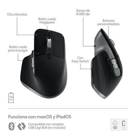 MX MASTER3S FOR MAC PERFORMANCE WRLS MOUSE - SPACE GREY - EM EA - Imagen 14 de 19 MX MASTER3S FOR MAC PERFORMANCE WRLS MOUSE - SPACE GREY - EM EA - Imagen 14 de 19