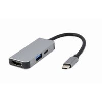 Miniatura 3 de ADAPTADOR MULTIPUERTO USB TIPO C 3 EN 1 PUERTO USB HDMI PD PLATA