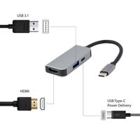 Miniatura 4 de ADAPTADOR MULTIPUERTO USB TIPO C 3 EN 1 PUERTO USB HDMI PD PLATA
