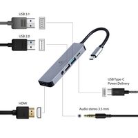 Miniatura 4 de ADAPTADOR MULTIPUERTO USB TIPO C 5 EN 1 HUB HDMI PD AUDIO ESTERO
