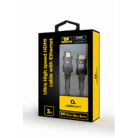 Miniatura 1 de CABLE TRENZADO HDMI 2.1 8K 60HZ GEMBIRD SELECT PLUS SERIES CON ETHERNET 3M NEGRO