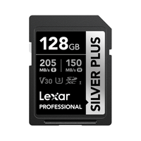 Miniatura 1 de LEXAR 128GB PROFESSIONAL SILVER PLUS SDXC UHS-I CARDS,  UP TO 205MB/S READ 150MB/S WRITE C10 V30 U3