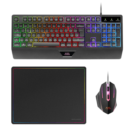 TECLADO MOUSE Y ALFOMBRILLA MARS GAMING MCP124PT PORTUGUES RGB H-MECH, MOUSE HUANO RGB 3200dpi - Imagen 1 de 7 TECLADO MOUSE Y ALFOMBRILLA MARS GAMING MCP124PT PORTUGUES RGB H-MECH, MOUSE HUANO RGB 3200dpi - Imagen 1 de 7