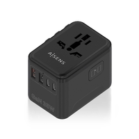 Miniatura 1 de AISENS Adaptador Enchufe Universal Para Viaje EU USA UK AU Con Cargador USB GaN  2xUSB A  A1 QC3 0   3xUSB C  C1 PD3 0  35W  Negro