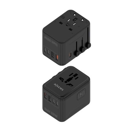 AISENS Adaptador Enchufe Universal Para Viaje EU USA UK AU Con Cargador USB GaN 2xUSB A A1 QC3 0 3xUSB C C1 PD3 0 35W Negro - Imagen 3 de 8 AISENS Adaptador Enchufe Universal Para Viaje EU USA UK AU Con Cargador USB GaN 2xUSB A A1 QC3 0 3xUSB C C1 PD3 0 35W Negro - Imagen 3 de 8