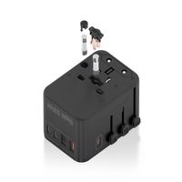 Miniatura 4 de AISENS Adaptador Enchufe Universal Para Viaje EU USA UK AU Con Cargador USB GaN  2xUSB A  A1 QC3 0   3xUSB C  C1 PD3 0  35W  Negro