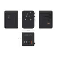Miniatura 6 de AISENS Adaptador Enchufe Universal Para Viaje EU USA UK AU Con Cargador USB GaN  2xUSB A  A1 QC3 0   3xUSB C  C1 PD3 0  35W  Negro
