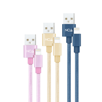 Miniatura 1 de + Nanocable - 3 CABLES LIGHTNING A USB A/M, RO-DO-AZ MALLADO, 1M