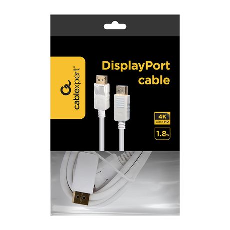 CABLE DISPLAYPORT GEMBIRD 4K DE 1,8 M, BLANCO - Imagen 3 de 3 CABLE DISPLAYPORT GEMBIRD 4K DE 1,8 M, BLANCO - Imagen 3 de 3