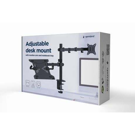 SOPORTE DE MESA GEMBIRD AJUST CON BRAZO PARA MONITOR Y BANDEJA PARA PORTATIL - Imagen 2 de 9 SOPORTE DE MESA GEMBIRD AJUST CON BRAZO PARA MONITOR Y BANDEJA PARA PORTATIL - Imagen 2 de 9