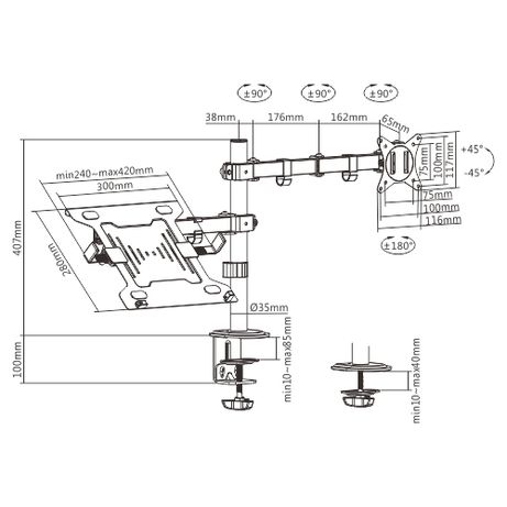 SOPORTE DE MESA GEMBIRD AJUST CON BRAZO PARA MONITOR Y BANDEJA PARA PORTATIL - Imagen 4 de 9 SOPORTE DE MESA GEMBIRD AJUST CON BRAZO PARA MONITOR Y BANDEJA PARA PORTATIL - Imagen 4 de 9