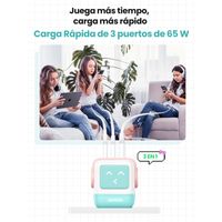 Miniatura 4 de CARGADOR PARA MOVIL VARIOS ROBOT USB-A+2C 65W PINK-BLUE