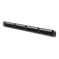 Miniatura 1 de Cat 6, Class E Patch Panel, unshielded 24-port RJ45, 8P8C, LSA, 1U, rack mount, color black RAL 9005