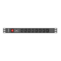 Miniatura 2 de REGLETA LANBERG 1U 16A RACK 19 8X SOCKET IEC C13 NEGRO 2M