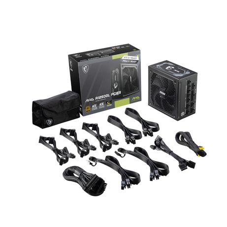 FUENTE DE ALIMENTACION MSI MAG A1250GL | 1250W | ATX 3.1 | PCIE 5.1 | 80+ GOLD | MODULAR - Imagen 6 de 6 FUENTE DE ALIMENTACION MSI MAG A1250GL | 1250W | ATX 3.1 | PCIE 5.1 | 80+ GOLD | MODULAR - Imagen 6 de 6