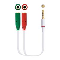 Miniatura 2 de CABLE AUDIO NANO CABLE JACK 3.5/M 4 PIN-2XJACK 3.5/H 3 PIN 20 CM BLANCO