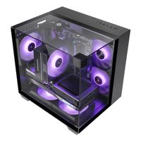 Miniatura 4 de CAJA MICROATX GAMING MARS GAMING MCVISIONM TRIPLE CRISTAL TEMPLADO GPU 330mm 1x3.5 1x2.5 NEGRO