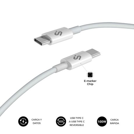 CABLE SUBBLIM PLUS 100W C-C 2M WHITE - Imagen 3 de 8 CABLE SUBBLIM PLUS 100W C-C 2M WHITE - Imagen 3 de 8