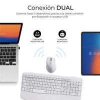 Miniatura 3 de TECLADO + RATON SUBBLIM COMBO DUAL PROWAVE BLANCO INALAMBRICO