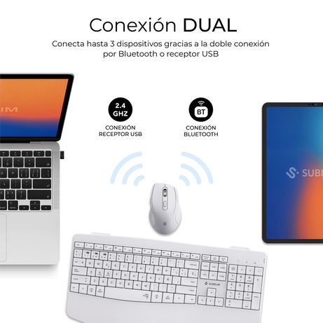 TECLADO + RATON SUBBLIM COMBO DUAL PROWAVE BLANCO INALAMBRICO - Imagen 3 de 11 TECLADO + RATON SUBBLIM COMBO DUAL PROWAVE BLANCO INALAMBRICO - Imagen 3 de 11