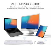 Miniatura 4 de TECLADO + RATON SUBBLIM COMBO DUAL PROWAVE BLANCO INALAMBRICO