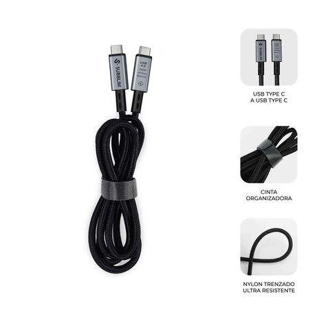 SUBBLIM CABLE HIGH 240W C-C USB4.0 8K 1,5M - Imagen 4 de 8 SUBBLIM CABLE HIGH 240W C-C USB4.0 8K 1,5M - Imagen 4 de 8
