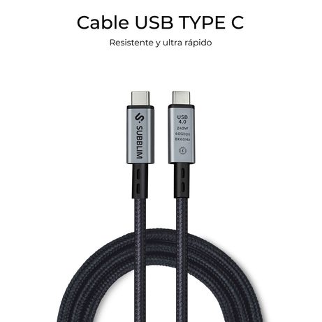 SUBBLIM CABLE HIGH 240W C-C USB4.0 8K 1,5M - Imagen 5 de 8 SUBBLIM CABLE HIGH 240W C-C USB4.0 8K 1,5M - Imagen 5 de 8
