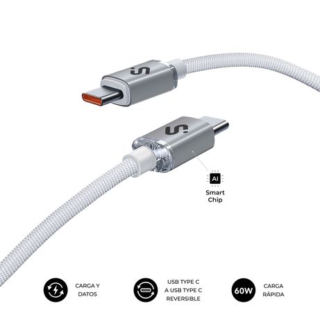 CABLE SUBBLIM OPTIMUS 60W C-C 2M WHITE - Imagen 3 de 8 CABLE SUBBLIM OPTIMUS 60W C-C 2M WHITE - Imagen 3 de 8