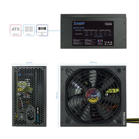Fuente Alimentación 700W TOOQ TQAPOLO-700SP No Non-Modular Negro - Imagen 5 de 8 Fuente Alimentación 700W TOOQ TQAPOLO-700SP No Non-Modular Negro - Imagen 5 de 8