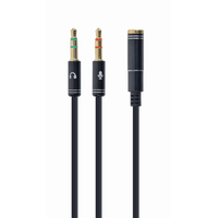 Miniatura 1 de CABLE ADAPTADOR GEMBIRD-HEMBRA 4PINES 3,5MM A 2 STEREO 3,5MM NEGRO, C.METALIC