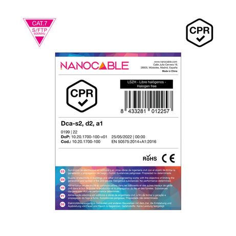 Nanocable Cable Red CAT7 CPR LSZH AWG23 100M - Imagen 7 de 7 Nanocable Cable Red CAT7 CPR LSZH AWG23 100M - Imagen 7 de 7