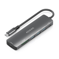 Miniatura 1 de USB-C DOCK AISENS 7 EN 1 USB-C A HDMI 3XUSB-A USB-C PD 100W SD MICRO SD