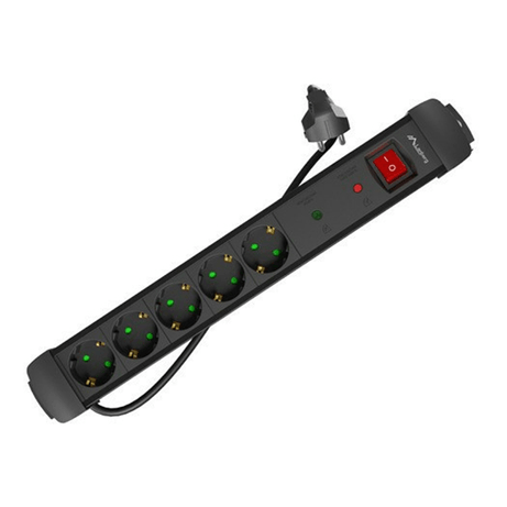 REGLETA LANBERG SP1 5 TOMAS SCHUKO PROTECCION HASTA 2500W NEGRA 1.5M - Imagen 1 de 7 REGLETA LANBERG SP1 5 TOMAS SCHUKO PROTECCION HASTA 2500W NEGRA 1.5M - Imagen 1 de 7
