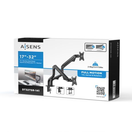 AISENS Soporte De Mesa Eco Contrapeso Giratorio E Inclinable Para Monitor TV 8kg 3 Pivotes 2 Brazos De 17 32 Negro - Imagen 7 de 9 AISENS Soporte De Mesa Eco Contrapeso Giratorio E Inclinable Para Monitor TV 8kg 3 Pivotes 2 Brazos De 17 32 Negro - Imagen 7 de 9