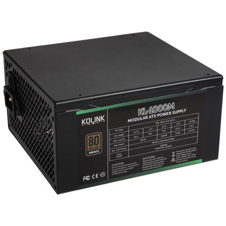 Fuente Alimentación 1000W KOLINK KL-1000M 80 PLUS Bronze Modular Negro - Imagen 2 de 9 Fuente Alimentación 1000W KOLINK KL-1000M 80 PLUS Bronze Modular Negro - Imagen 2 de 9