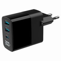 Miniatura 2 de CARGADOR RAPIDO USB GEMBIRD GAN DE 3 PUERTOS Y 30 W, LCD, NEGRO