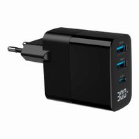 Miniatura 3 de CARGADOR RAPIDO USB GEMBIRD GAN DE 3 PUERTOS Y 30 W, LCD, NEGRO